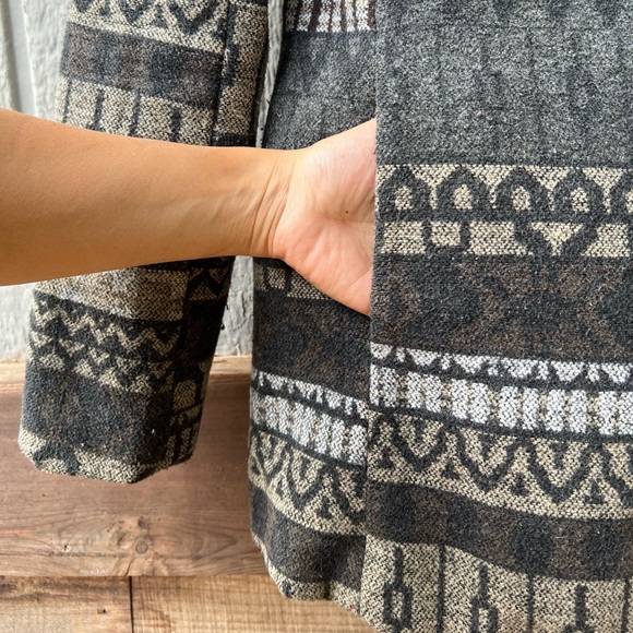 Mossimo Supply Co. aztec patterned wrap style tapered button up cozy pea coat - Picture 5 of 16